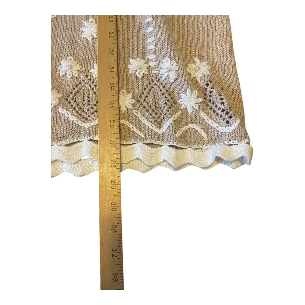 Vintage WORTHINGTON Women's Embroidered Tunic Sweater Large Boho Cottagcore